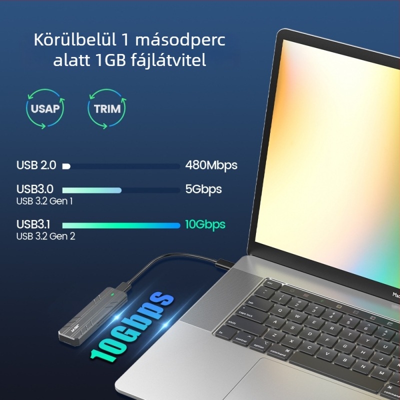 JEYI i9 Seal Gen 2 M.2 NVMe SSD tok, USB 4.0 10Gbps, Alumínium ötvözet, 2TB-ig támogatja