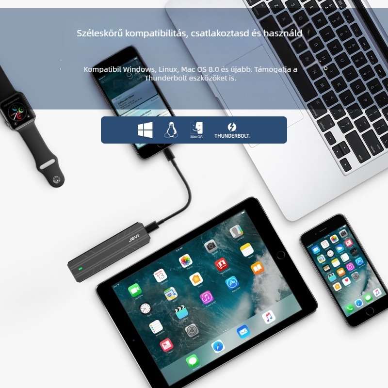 JEYI i9 Seal Gen 2 M.2 NVMe SSD tok, USB 4.0 10Gbps, Alumínium ötvözet, 2TB-ig támogatja