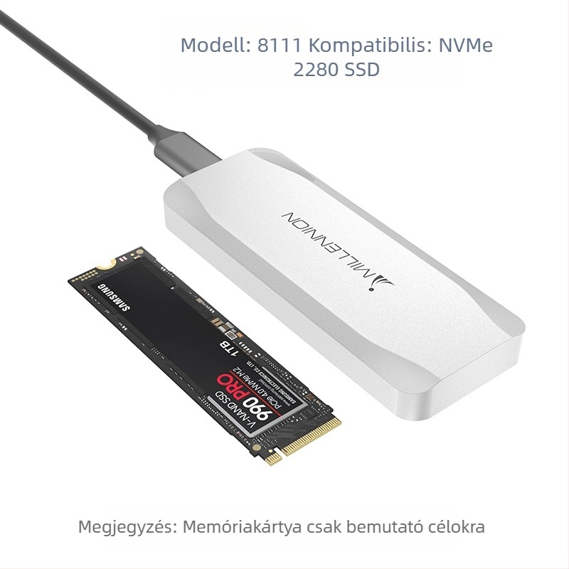 Külső NVMe PCIe SSD ház 4TB USB 3.2 10Gbps alumínium ötvözet 8111A