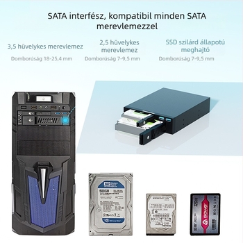 MR-6203 Kettős tálcás HDD/SSD váz USB-vel, támogatja a 2.5/3.5-inch meghajtókat, SATA 6Gbps, akár 10TB-ig, fém + mérnöki műanyag
