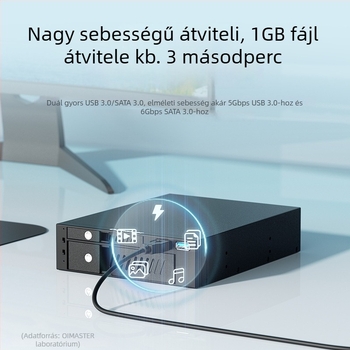 MR-6203 Kettős tálcás HDD/SSD váz USB-vel, támogatja a 2.5/3.5-inch meghajtókat, SATA 6Gbps, akár 10TB-ig, fém + mérnöki műanyag