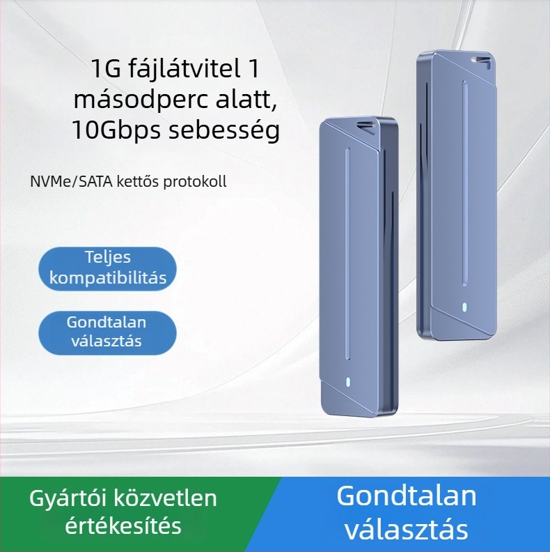 Kétprotokolos SSD-ház G/NVMe/NGFF • alumínium ötvözet • támogatja akár 8 TB • átviteli sebesség 10 Gbps • modell Dem041
