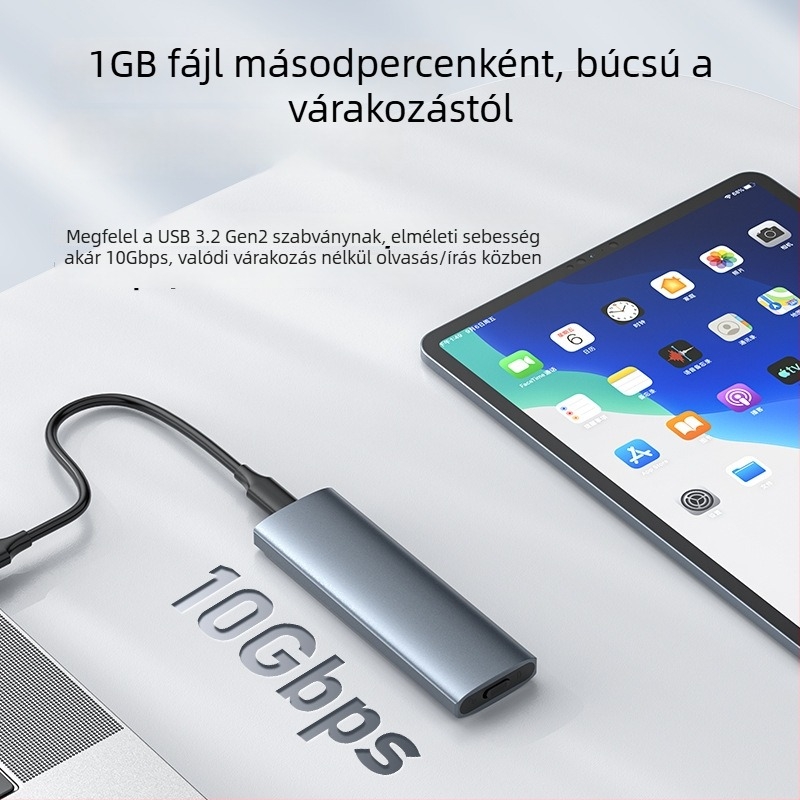 M.2 SSD ház kettős NVMe/NGFF protokollal, alumíniumötvözet burkolat, USB-C 10Gbps, 4TB kapacitás, OEM feldolgozás