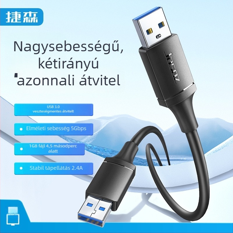 USB 3.0 adatkábel, férfi–férfi, USB A–A, hossz 0,5–3 m, ónnal bevont réz, nikkel bevonat, modellek T-D193–T-D197