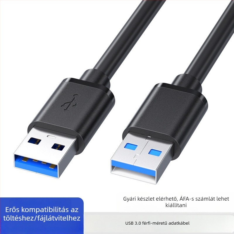 Yfd USB 3.0 A–A adatkábel, férfi–férfi, 0,6 m / 1,7 m / 3,5 m, ónnal bevont réz vezetők, injekciós öntvénycsatlakozók