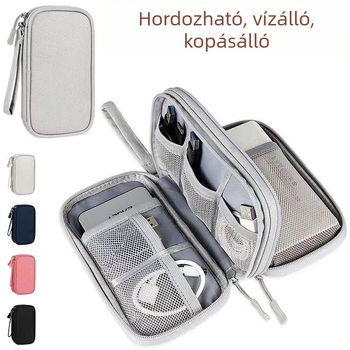 Többrekeszes szervező elektronikai eszközökhöz: védőtok merevlemezekhez, power bankhoz, USB-hez, fejhallgatóhoz és kábelekhez