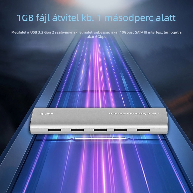 Zeadow ZD-M2350 M.2 NVMe/NGFF SSD tok USB 3.1, alumínium ötvözet, 2TB-ig, 10Gbps