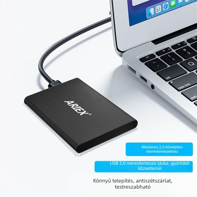2,5 hüvelykes SATA külső merevlemez-ház, szerszámmentes telepítés, alumíniumötvözet, USB 3.0, 5 TB-ig támogatja