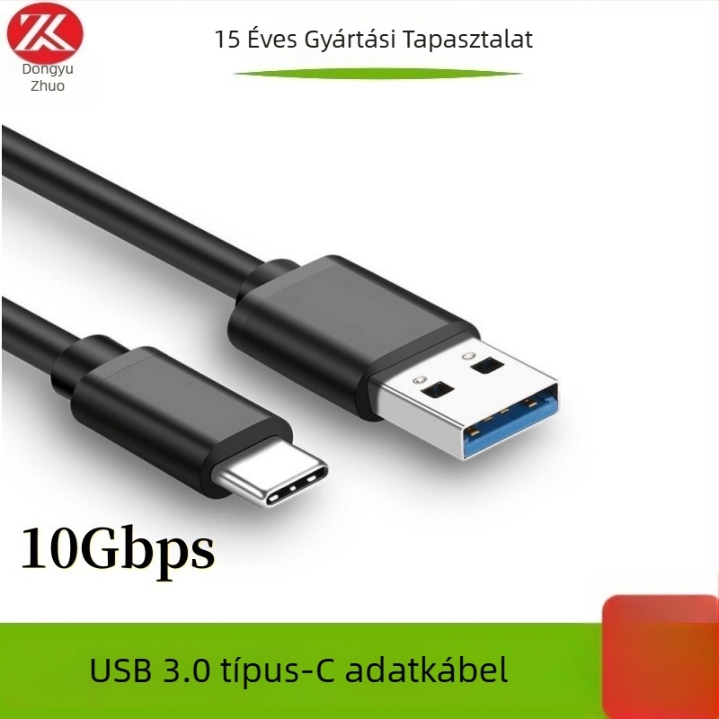 USB-C adatkábél gyors töltéshez, USB-C interfész, 10 Gbps átviteli sebesség, max 3A, PVC kialakítás, egyetlen csatlakozó