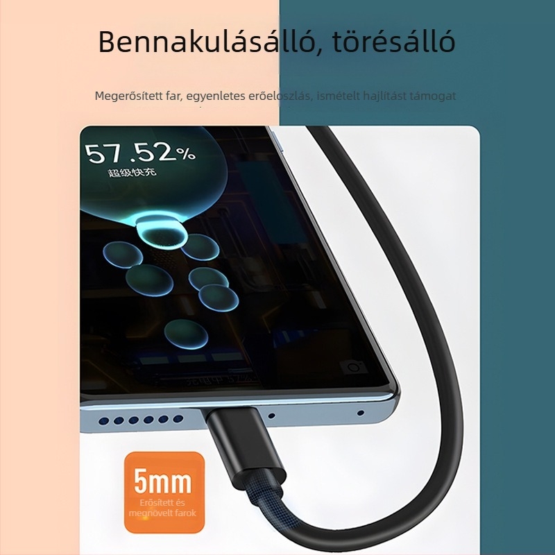 USB-C adatkábél gyors töltéshez, USB-C interfész, 10 Gbps átviteli sebesség, max 3A, PVC kialakítás, egyetlen csatlakozó