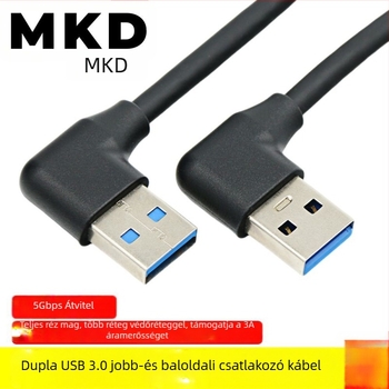 USB 3.0 kettős könyökű férfi-férfi adatkábel HDD-hez – balra és jobbra könyök, réz vezető, 0.3 m vagy 0.6 m