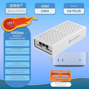 Maihelun USB4-es NVMe külső SSD-ház – 8143, alumínium ötvözet, USB4 40Gbps, akár 8TB, 3800 MB/s