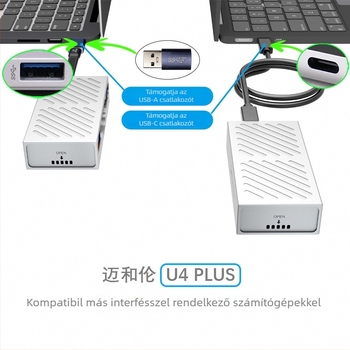 Maihelun USB4-es NVMe külső SSD-ház – 8143, alumínium ötvözet, USB4 40Gbps, akár 8TB, 3800 MB/s