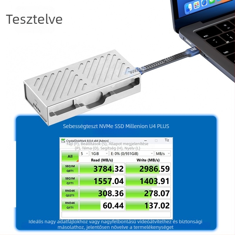 Maihelun USB4-es NVMe külső SSD-ház – 8143, alumínium ötvözet, USB4 40Gbps, akár 8TB, 3800 MB/s