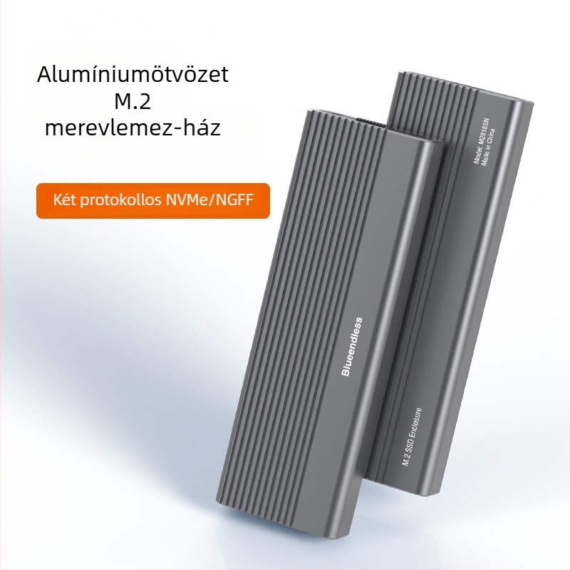 M.2 ház NVMe/SATA kettős protokollal SSD-hez, Type-C, alumínium ötvözet, 8TB-ig támogatott, 10Gbps NVMe / 5Gbps SATA