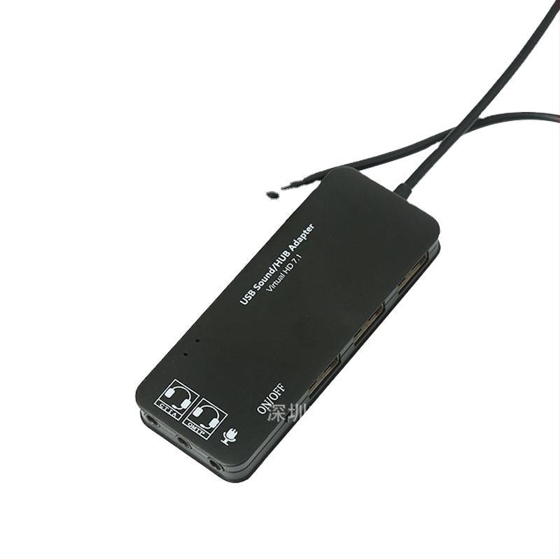 USB 2.0 hub beépített audio 2.0 és 7.1 hangkártya