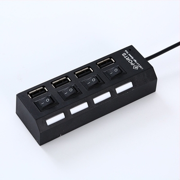 USB 4-portos hub 2.0 kapcsolóval, modell JDL-A81, 480 Mbps, 1–4 osztó