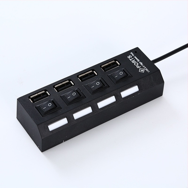 USB 4-portos hub 2.0 kapcsolóval, modell JDL-A81, 480 Mbps, 1–4 osztó