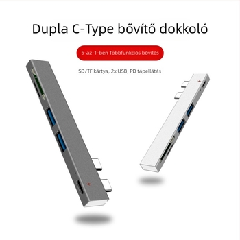 MacBook Air Pro dokkolóállomás kártyaolvasóval, kettős USB-C hub és PD töltés