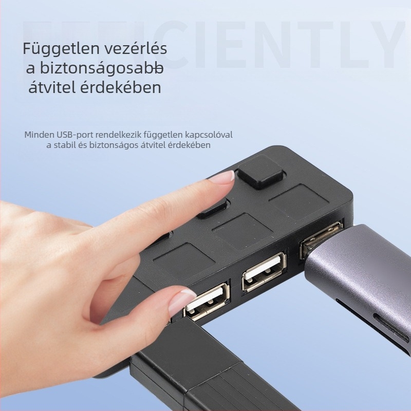 USB 4-portos elosztó hub független kapcsolóval