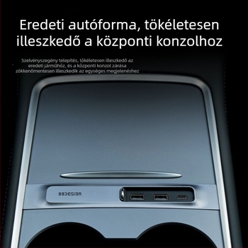 Tesla Model 3/Y USB bővítő dokk USB-A és USB-C kimenetekkel, 3-portos hub, 27W teljesítmény, modell T9-2, USB-n keresztüli tápellátás