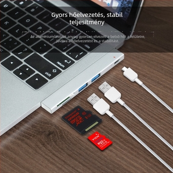 MacBook Air Pro dokkolóállomás kártyaolvasóval, dupla Type-C hub, PD töltés