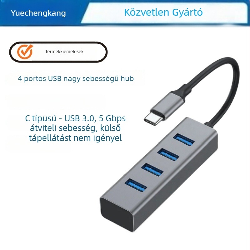 Type-C USB 3.0 gyors dokkoló állomás, 4-in-1 USB hub több interfésszel