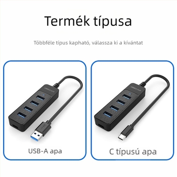 Fulian BRS-405 4-port USB 3.0 hub Type-C-vel, számítógéphez, nagy sebességű elosztó 1–4
