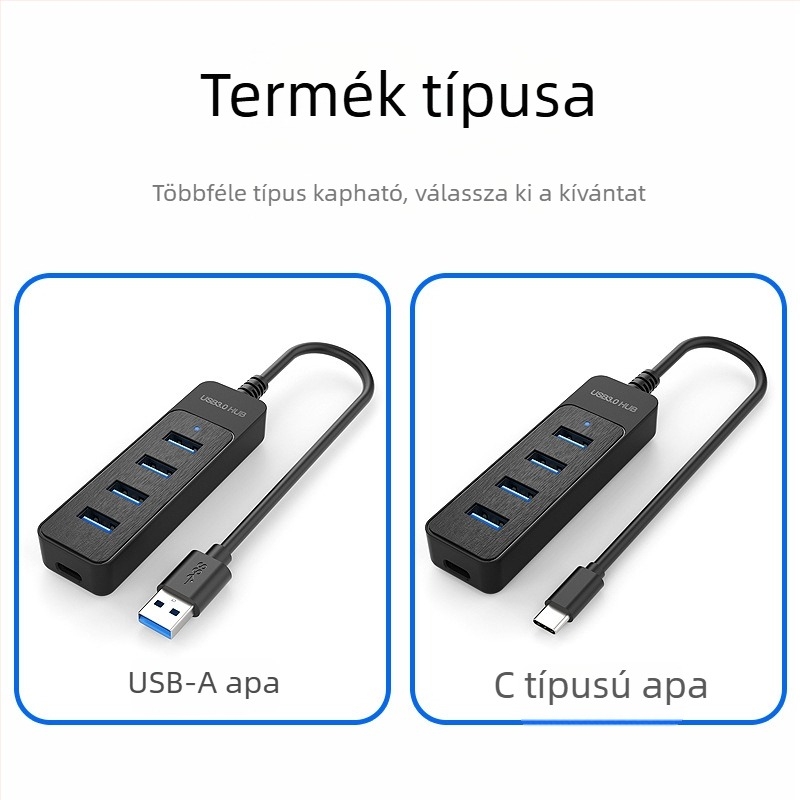 Fulian BRS-405 4-port USB 3.0 hub Type-C-vel, számítógéphez, nagy sebességű elosztó 1–4