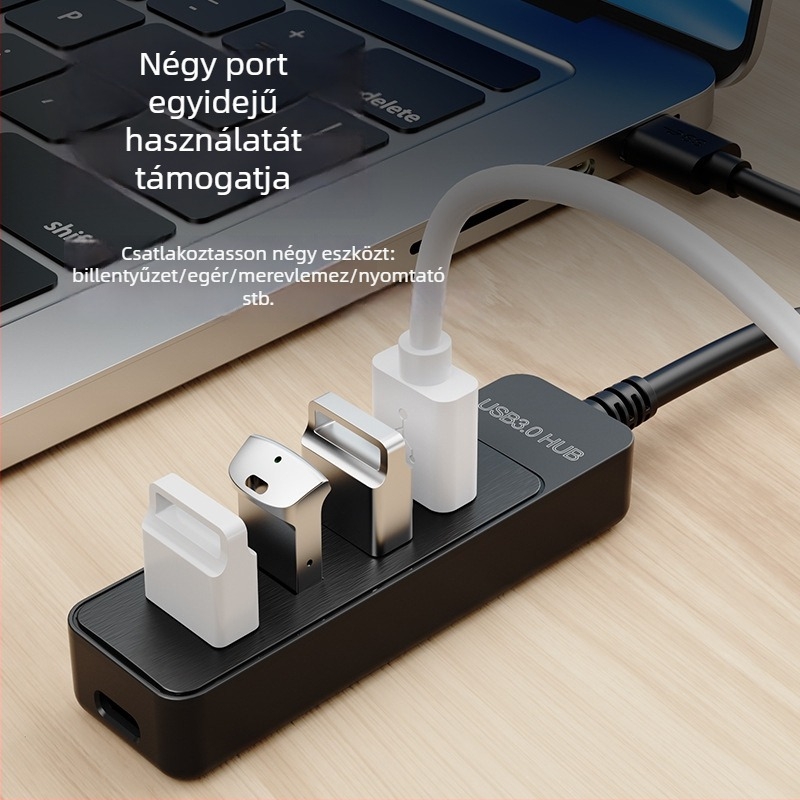 Fulian BRS-405 4-port USB 3.0 hub Type-C-vel, számítógéphez, nagy sebességű elosztó 1–4