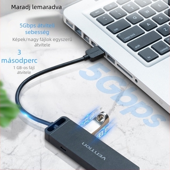 Weixun USB bővítő 3.0 elosztó 1–4 USB hub külső tápegységgel, nagy sebesség