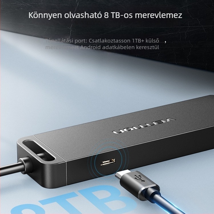 Weixun USB bővítő 3.0 elosztó 1–4 USB hub külső tápegységgel, nagy sebesség