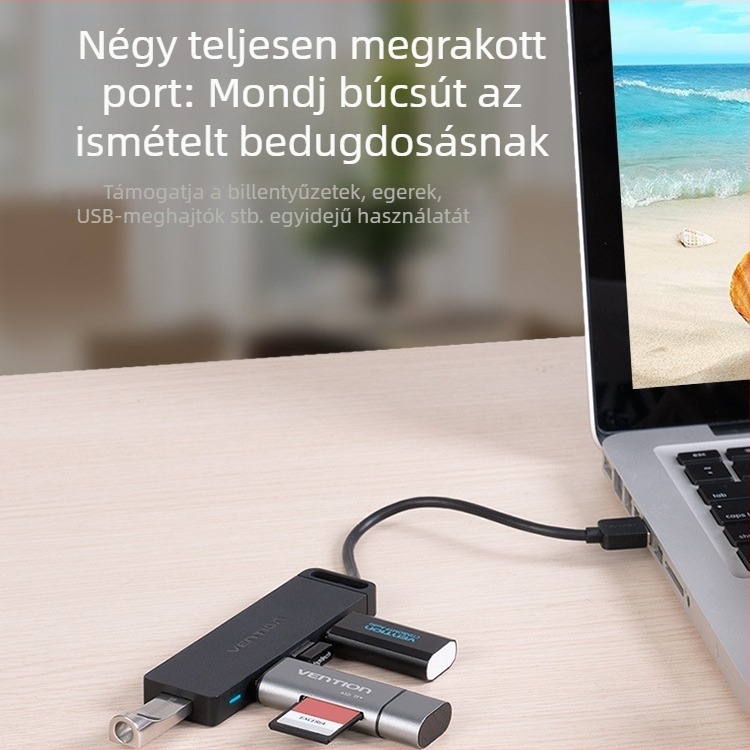 Weixun USB bővítő 3.0 elosztó 1–4 USB hub külső tápegységgel, nagy sebesség
