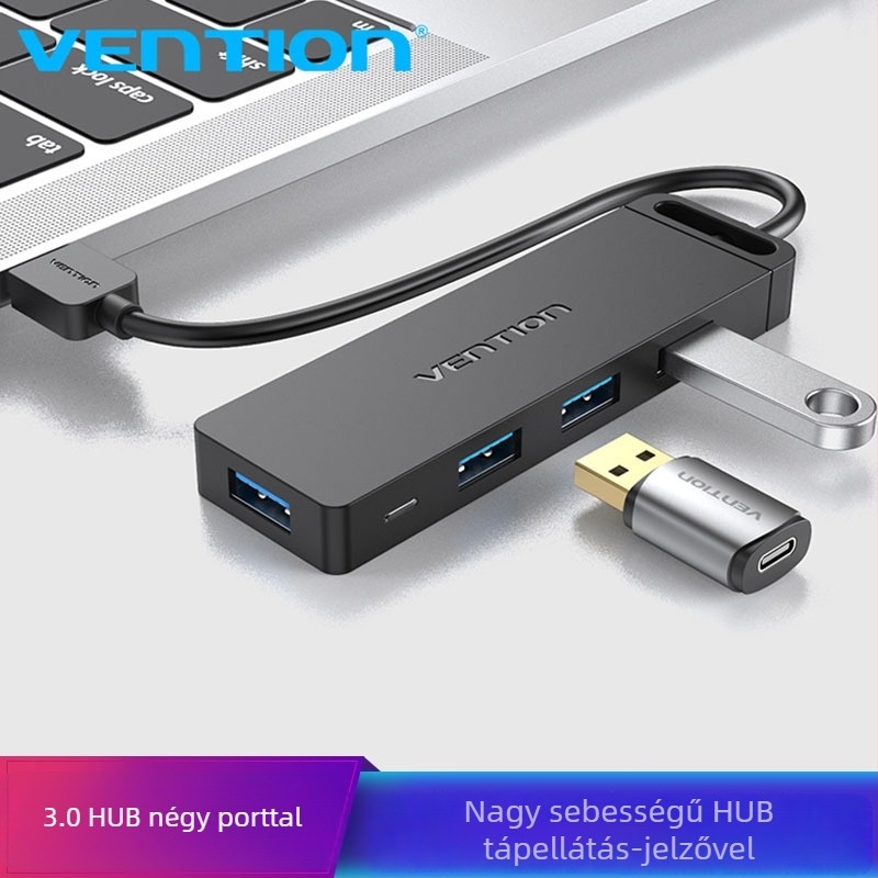 Weixun USB bővítő 3.0 elosztó 1–4 USB hub külső tápegységgel, nagy sebesség