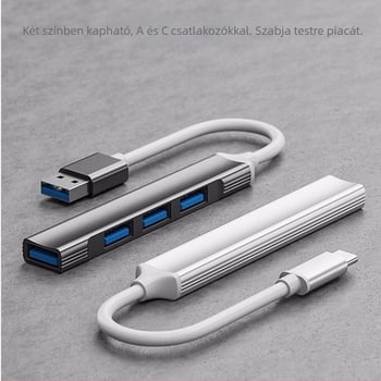 Type-C USB 3.0 4-portos bővítő dokkoló telefonokhoz és laptopokhoz