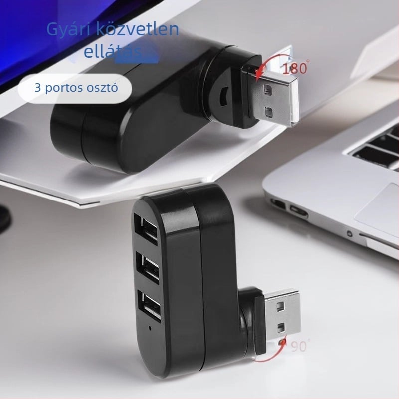 Forgó USB 2.0 HUB 3 porttal autóhoz – mini dokkolóállomás