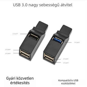 Hordozható USB 3.0/2.0 hub bővítő, 3 porttal, intelligens nagysebességű USB osztó