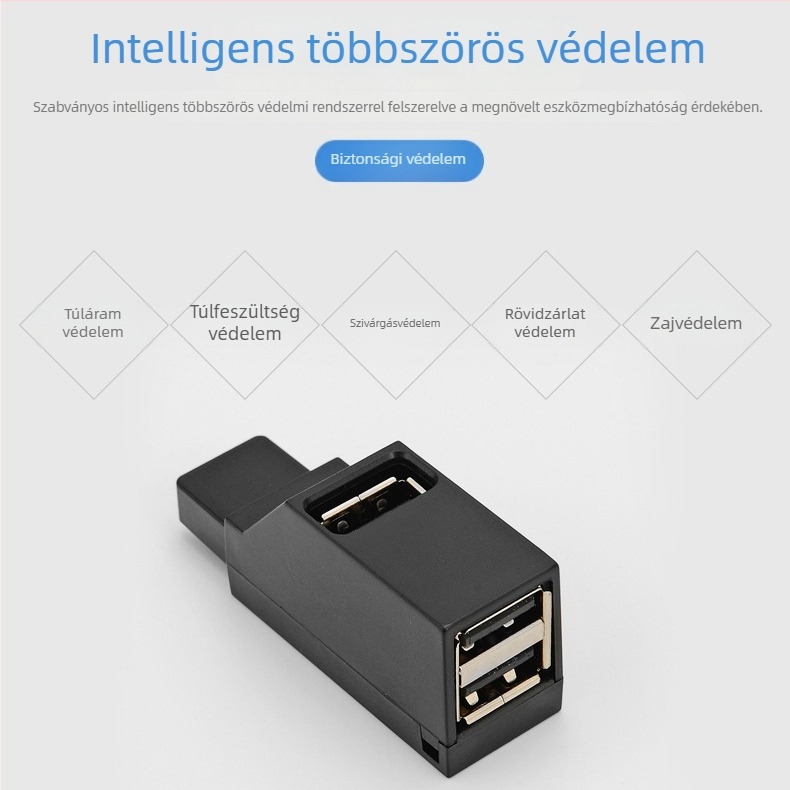 Hordozható USB 3.0/2.0 hub bővítő, 3 porttal, intelligens nagysebességű USB osztó