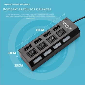 4-portos USB 2.0 hub számítógéphez