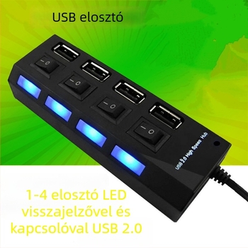 4-portos USB 2.0 hub számítógéphez