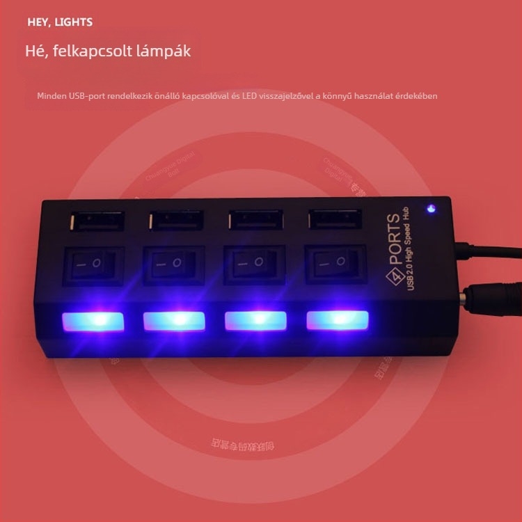 4-portos USB 2.0 hub számítógéphez
