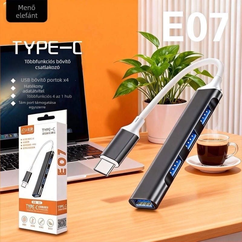 Kuxiang E07 USB-C dokkolóállomás, 1–4 porttal, külső táp nélkül
