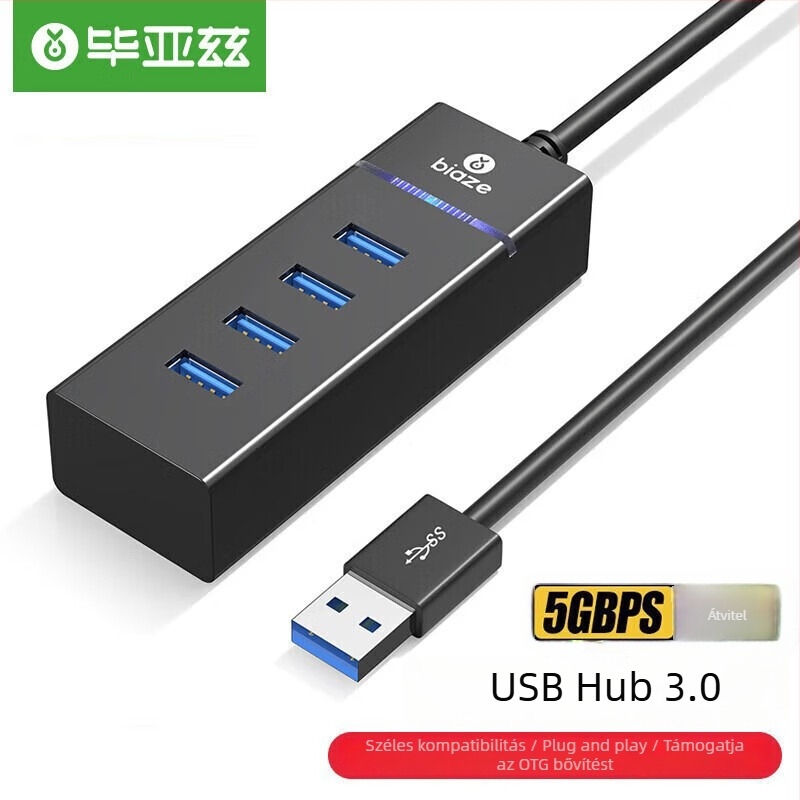 Biaze GD13 USB 3.0/3.2 hub, 4-portos, külső tápegységgel, 1 m kábellel