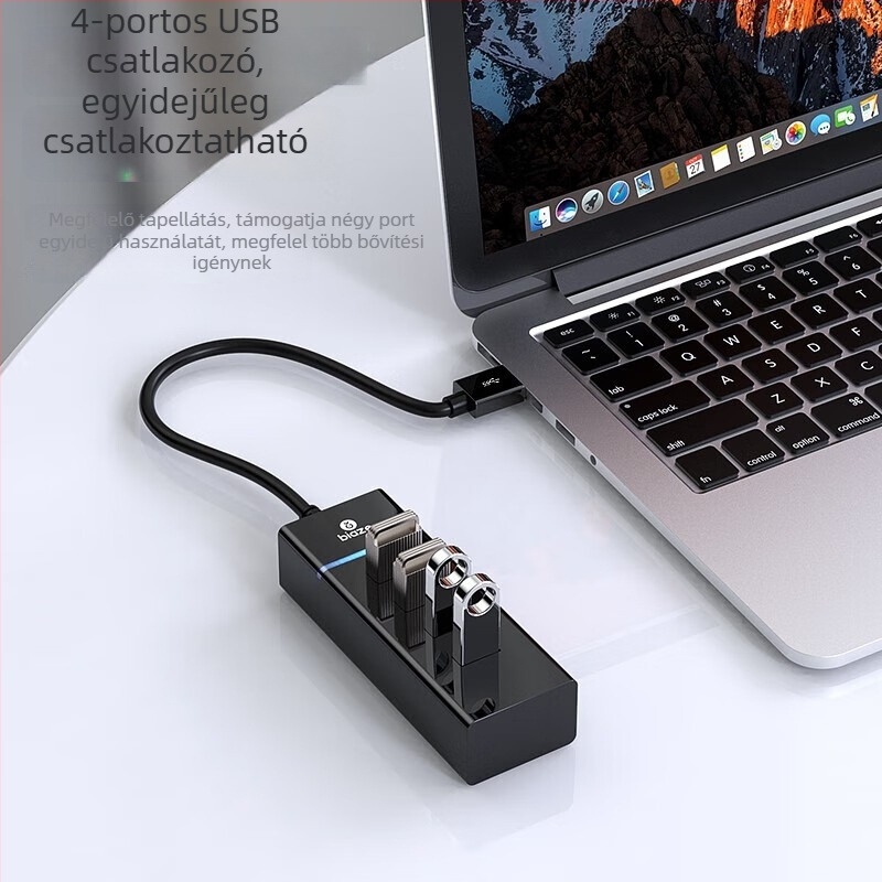 Biaze GD13 USB 3.0/3.2 hub, 4-portos, külső tápegységgel, 1 m kábellel