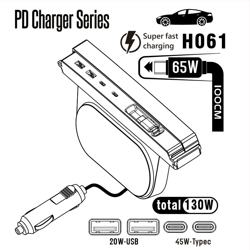 Tesla Model 3/Y autó központi vezérlő hub, 65W PD, Type-C, 1–4 portok, külső tápegység, max. 145W