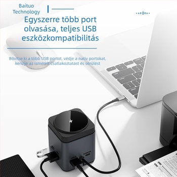 Type-C dokkolóállomás USB 15W mágneses vezeték nélküli töltővel, HUB telefonhoz és számítógéphez