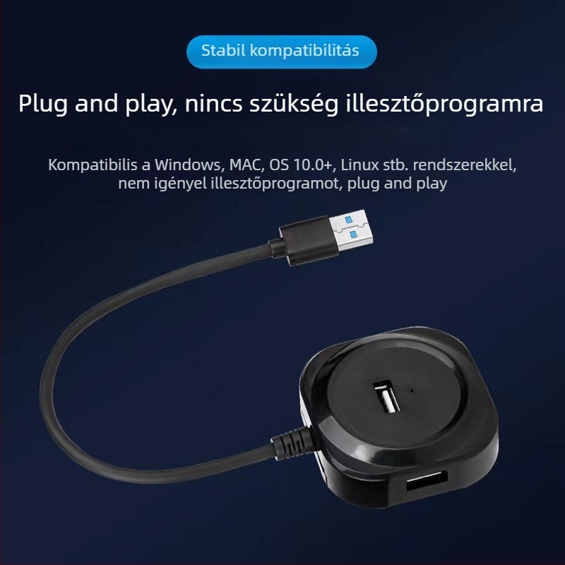 USB 3.0 négyportos hub USB-C bővítő dokkal, egytől négyig számítógép-elosztó