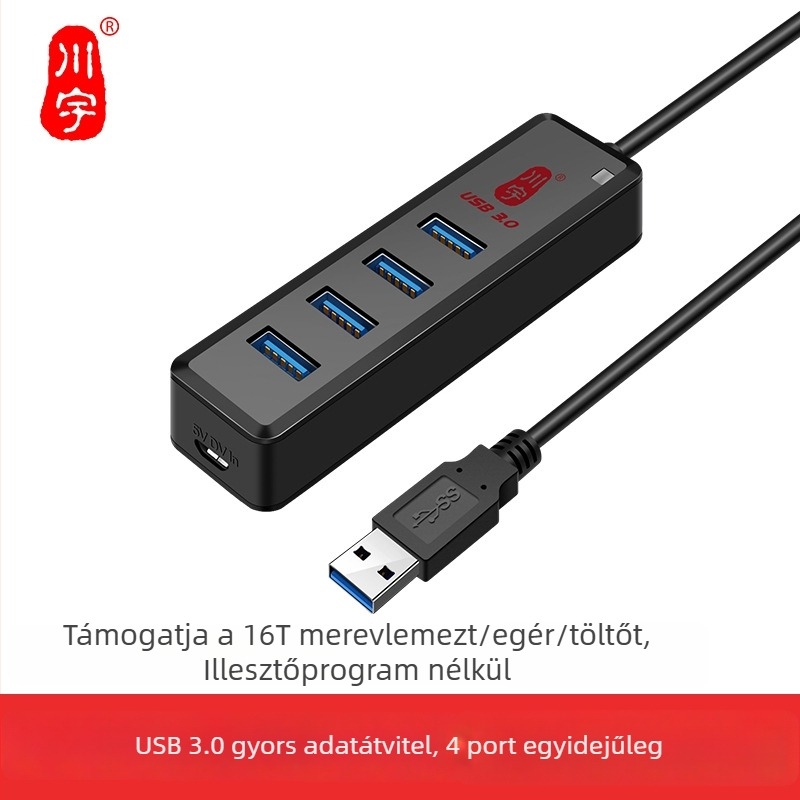 Chuanyu USB 3.0 hub több interféssel, noteszgéphez USB bővítő, 1–4-es osztó