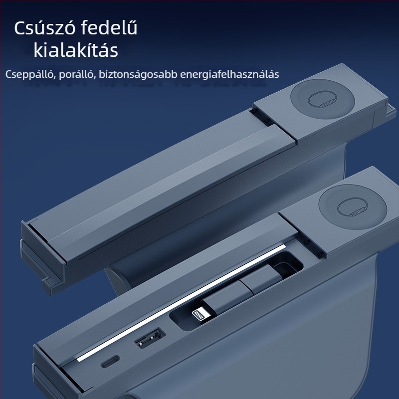 Tesla Model 3/Y dokkolóállomás vezeték nélküli töltőadapterrel (T12), USB 3.0, 80 cm kábel, külső tápegység, 4 port