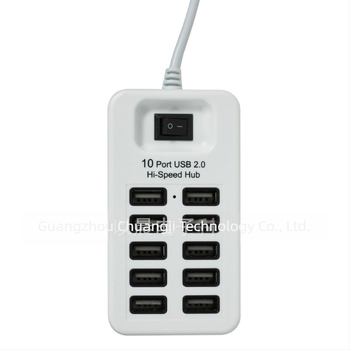 P-1603 USB 2.0 hub 10 porttal és kapcsolóval, USB 2.0, 480 Mbps, külső tápellátás nélkül